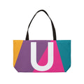 Personalized 'U' Colorblock Tote Bag — Monogram Weekender Tote