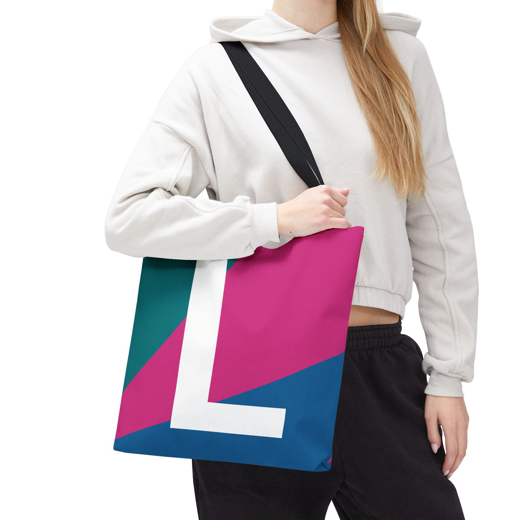 Monogram 'L' Colorblock Tote Bag — Personalized Initial L Shoulder Tote