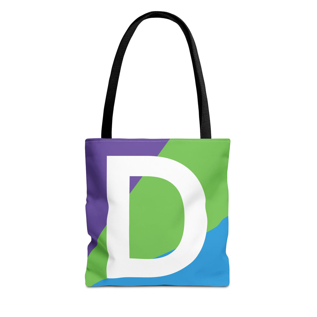 Monogram 'D' Colorblock Tote Bag — Personalized Initial D Shoulder Tote