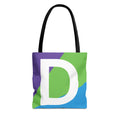 Monogram 'D' Colorblock Tote Bag — Personalized Initial D Shoulder Tote