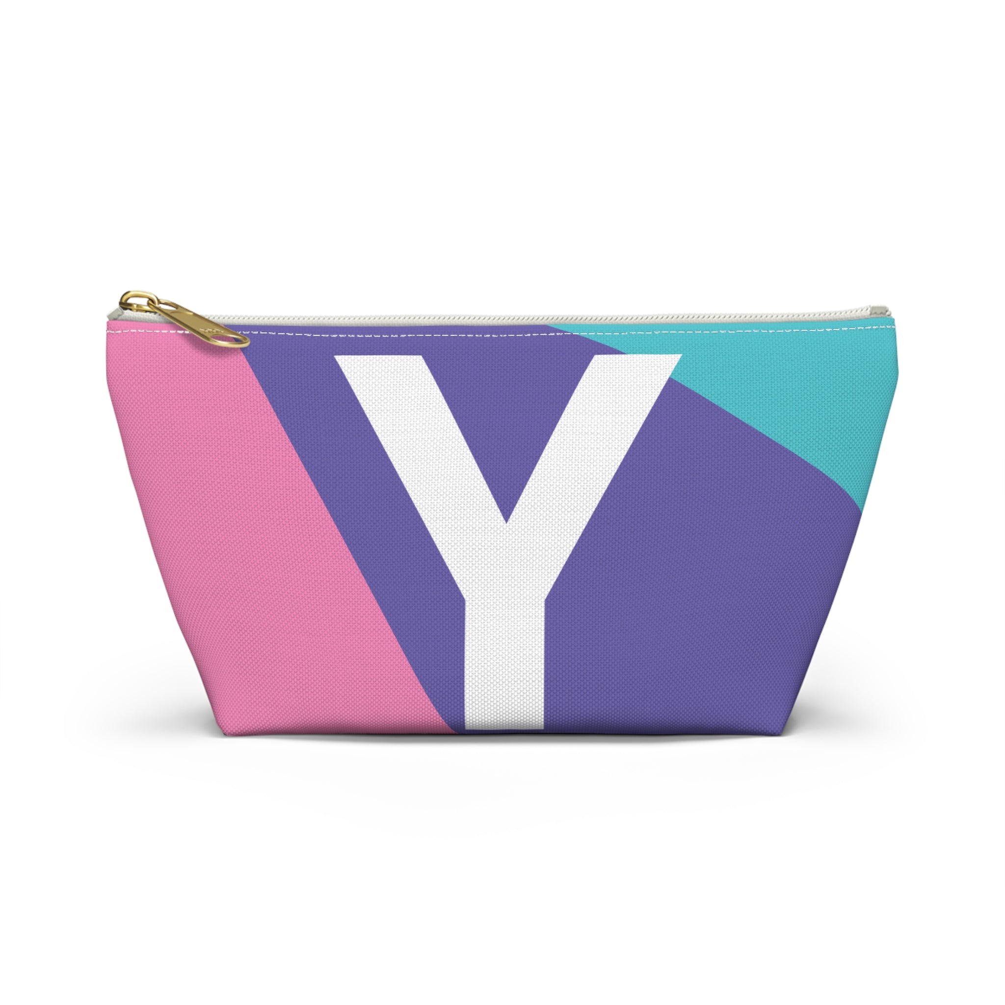Initials Colorblock Accessory Pouch — Monogram Y T-Bottom Cosmetic Bag