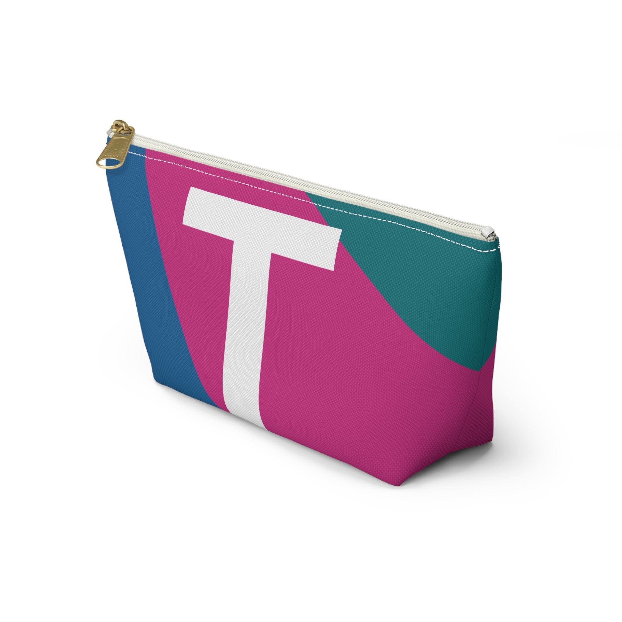 Initials Colorblock Accessory Pouch — Monogram T T-Bottom Cosmetic Bag