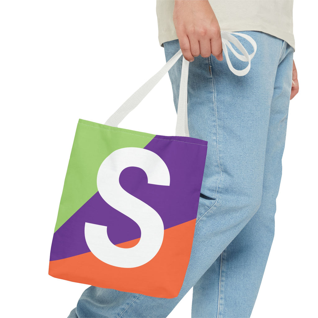 Monogram 'S' Colorblock Tote Bag — Personalized Initial S Shoulder Tote