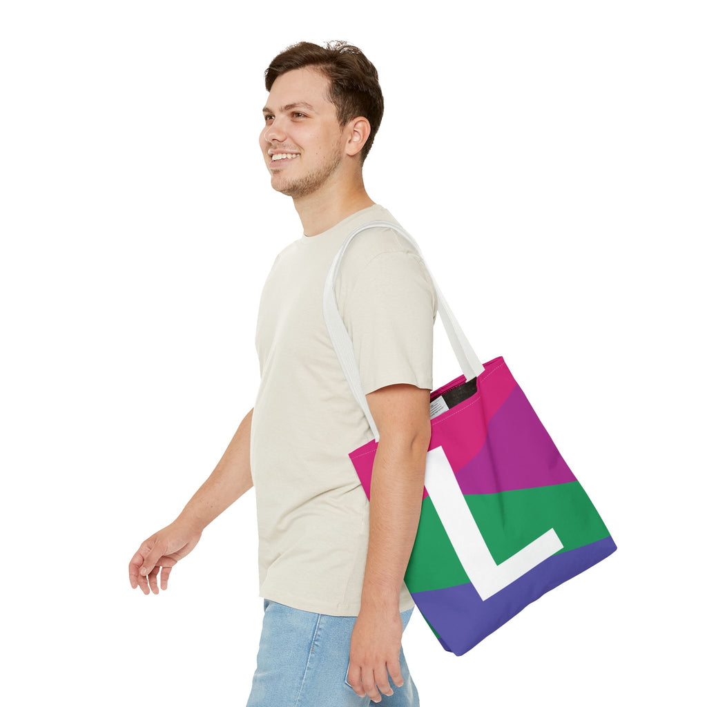 Monogram 'L' Colorblock Tote Bag — Personalized Initial L Shoulder Tote