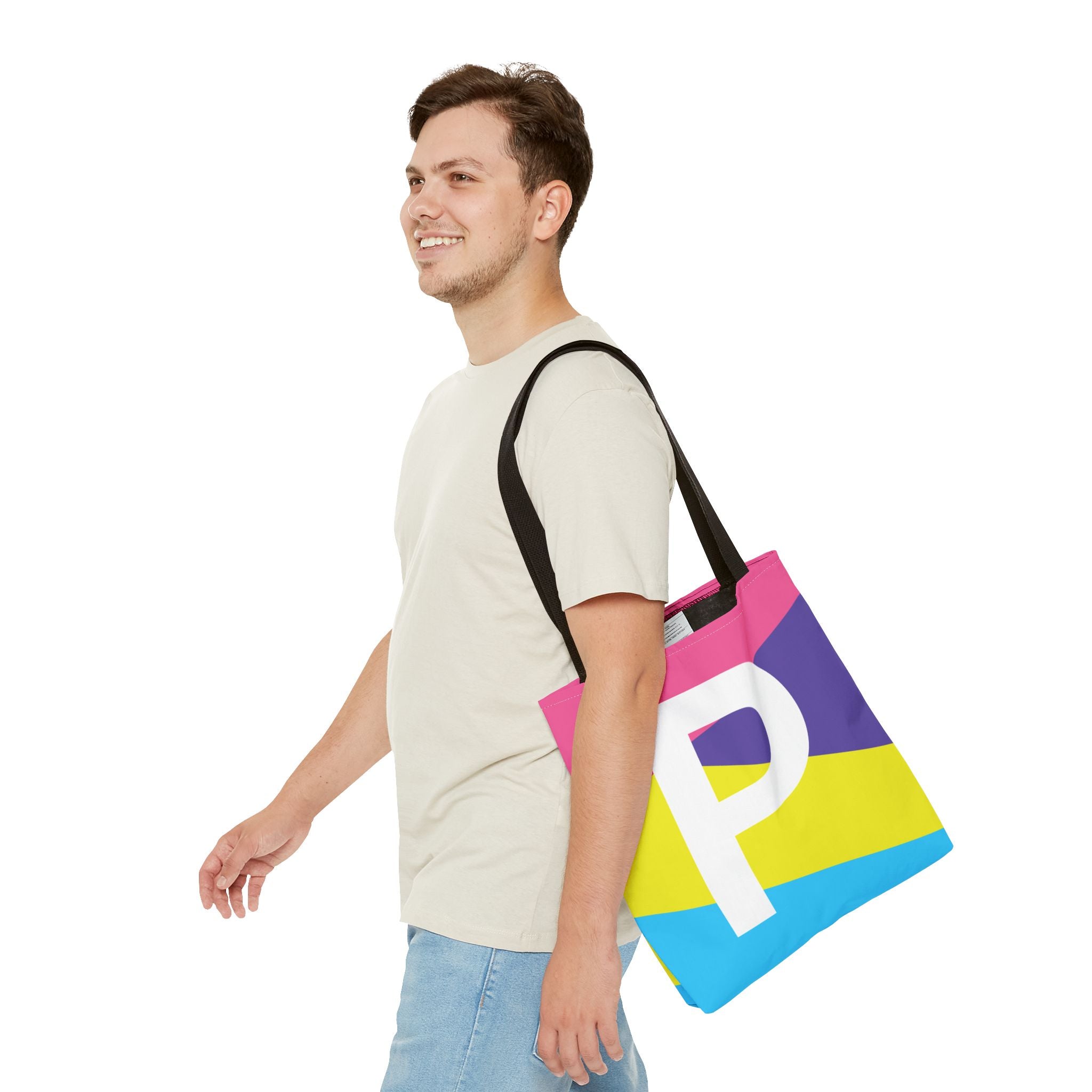 Monogram 'P' Colorblock Tote Bag — Personalized Initial P Shoulder Tote