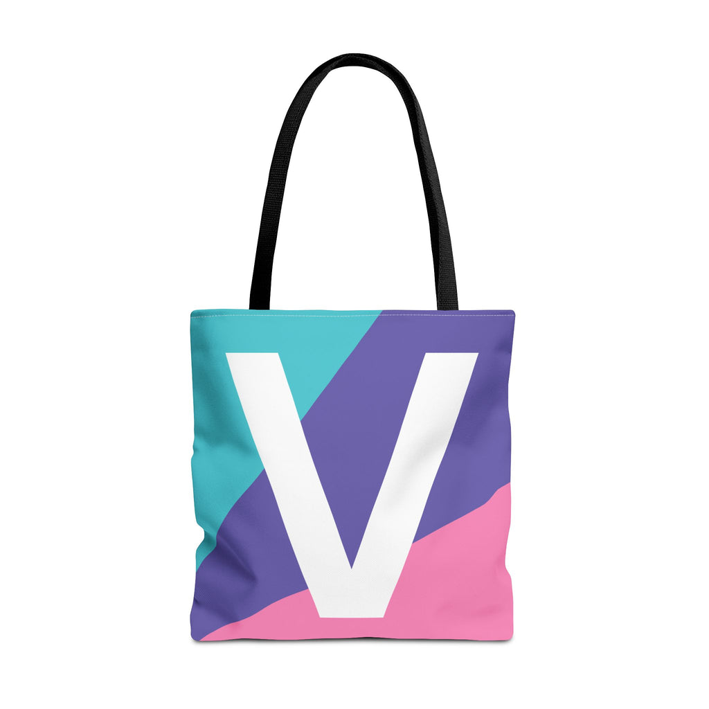 Monogram 'V' Colorblock Tote Bag — Personalized Initial V Shoulder Tote