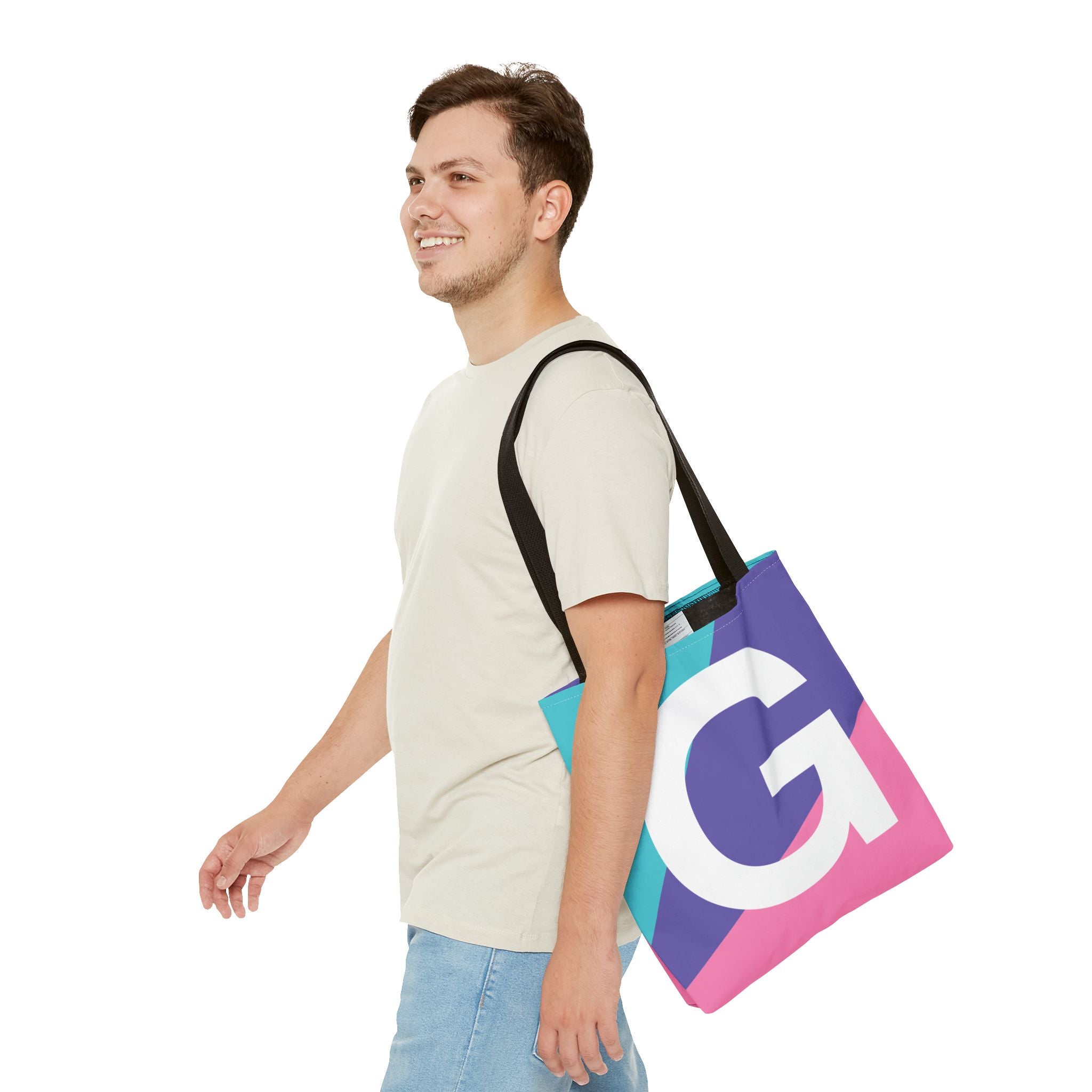Monogram 'G' Colorblock Tote Bag — Personalized Initial G Shoulder Tote