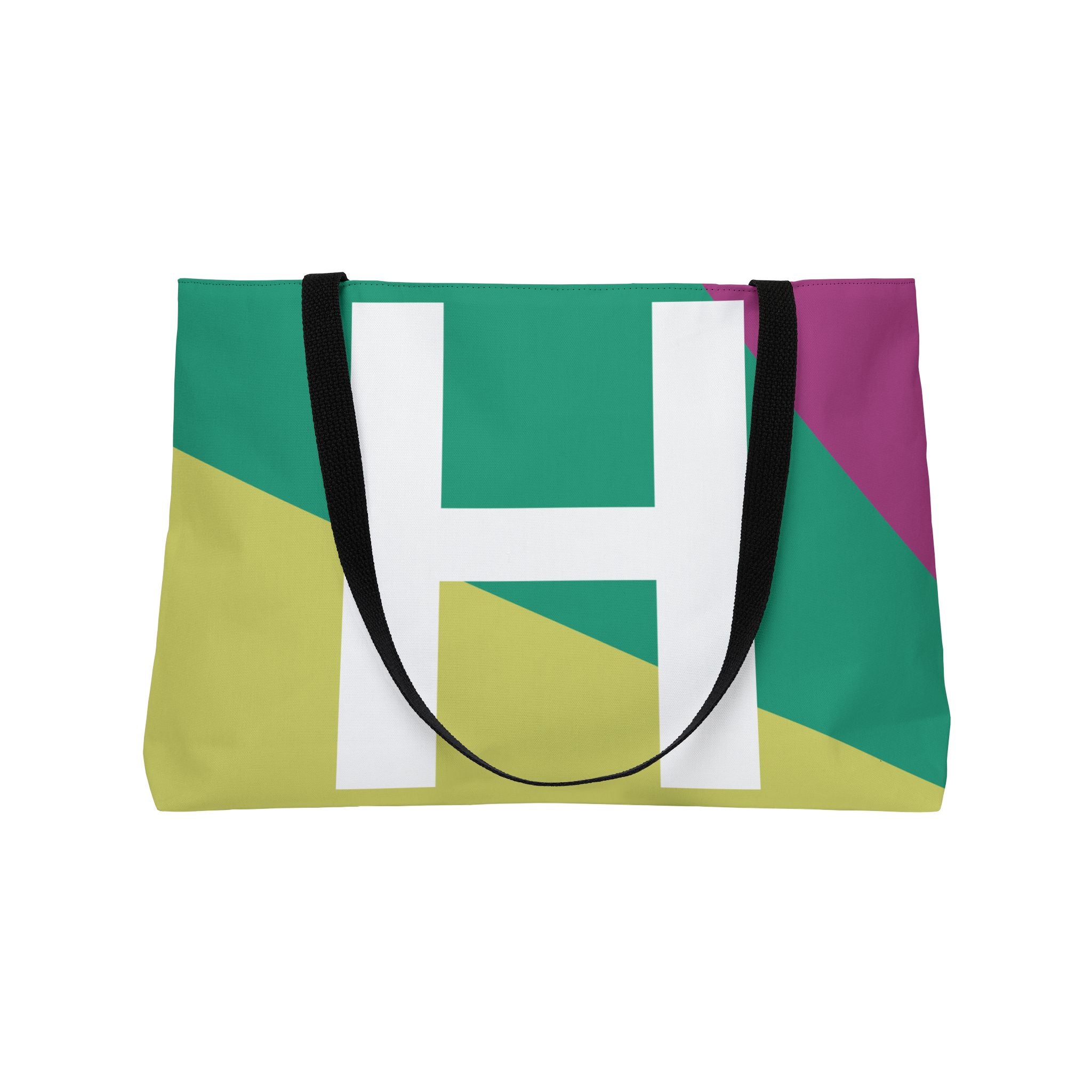 Personalized 'H' Colorblock Tote Bag — Monogram Weekender Tote