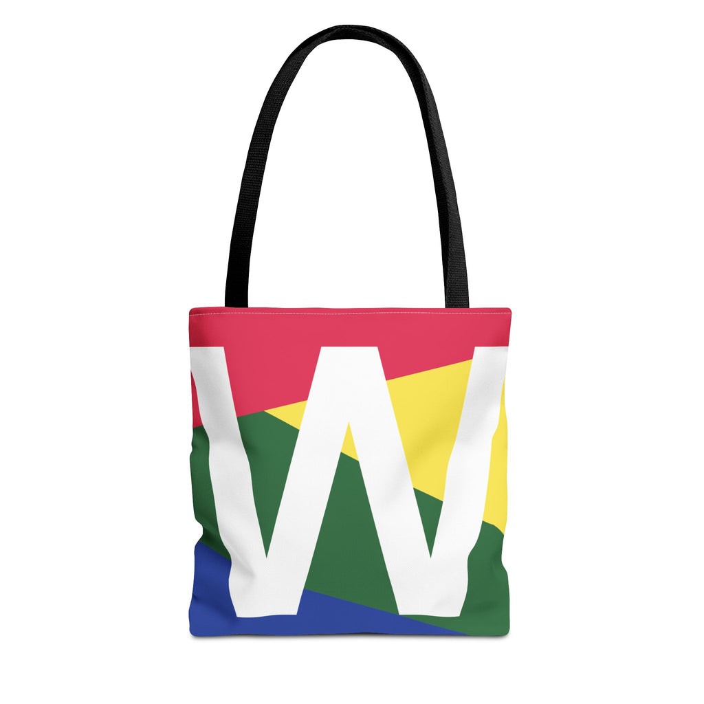 Monogram 'W' Colorblock Tote Bag — Personalized Initial W Shoulder Tote