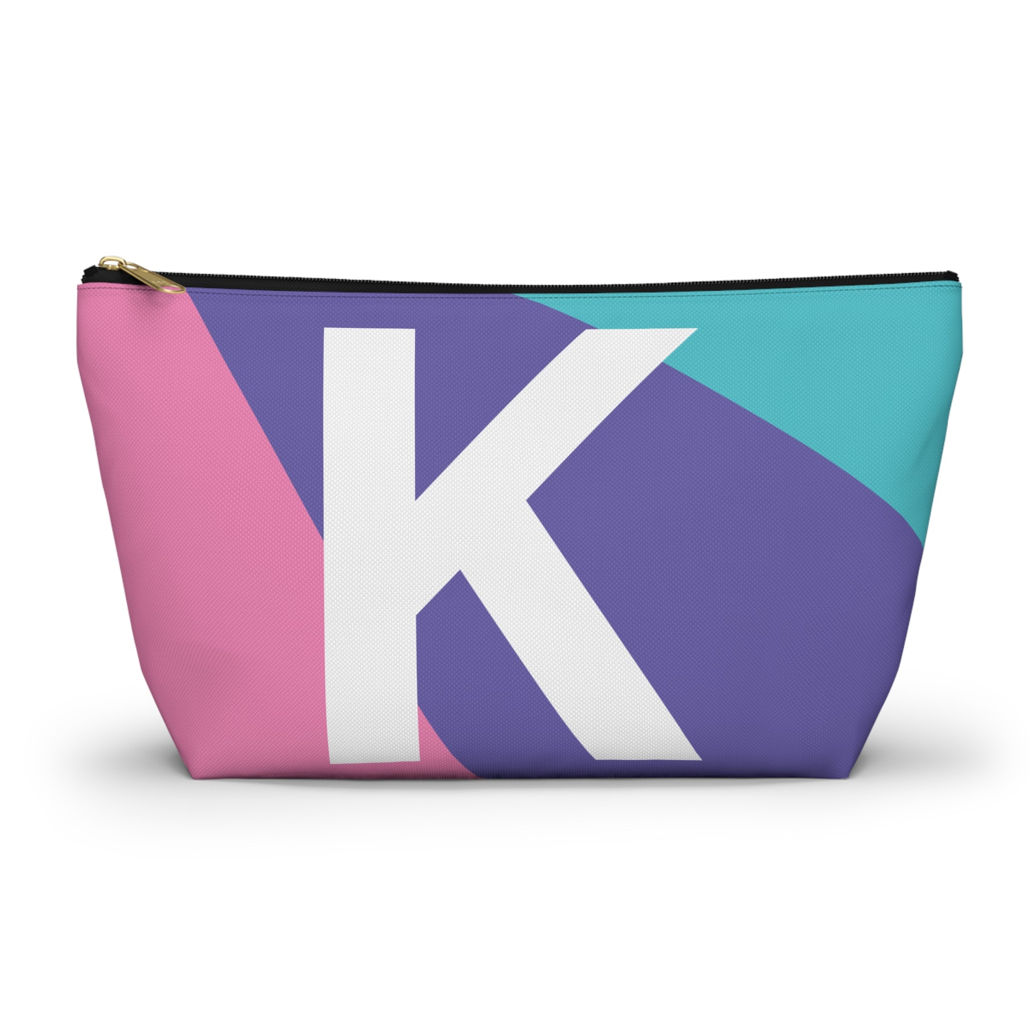 Initials Colorblock Accessory Pouch — Monogram K T-Bottom Cosmetic Bag