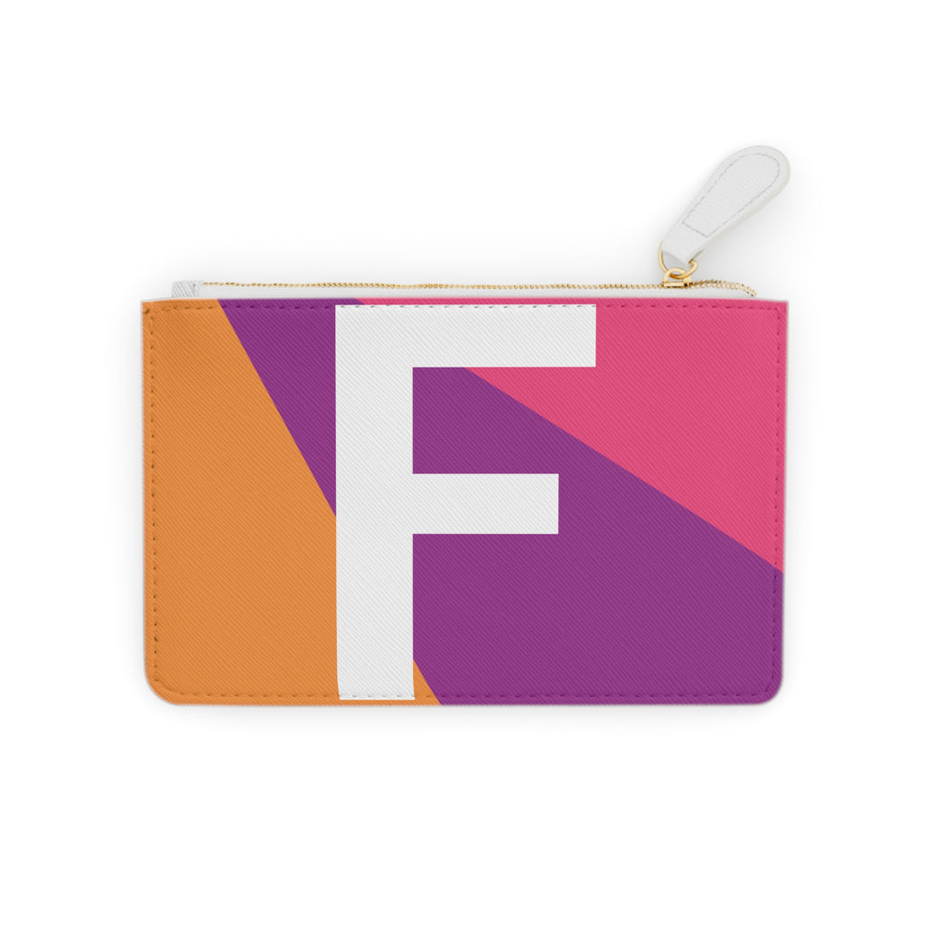 Initial F Mini Clutch — Colorblock Monogram Wristlet Wallet