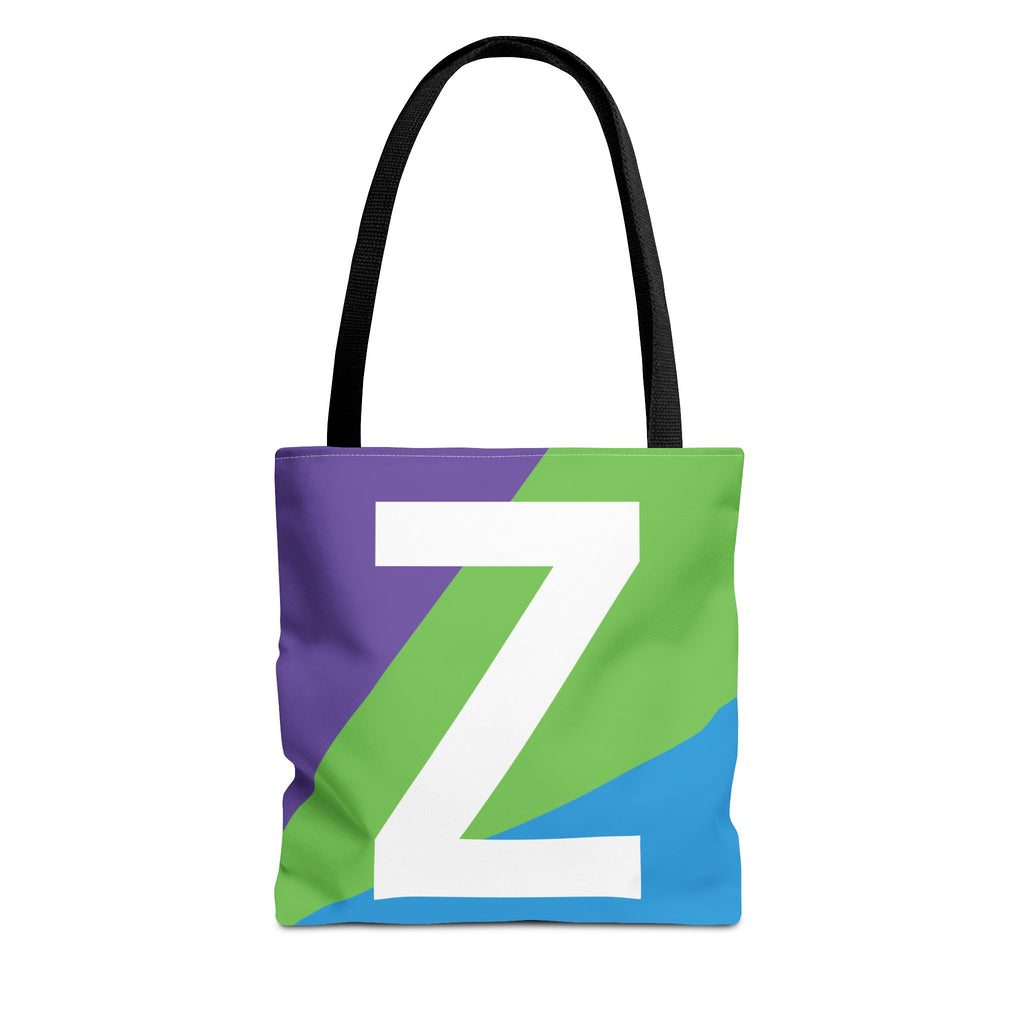 Monogram 'Z' Colorblock Tote Bag — Personalized Initial Z Shoulder Tote