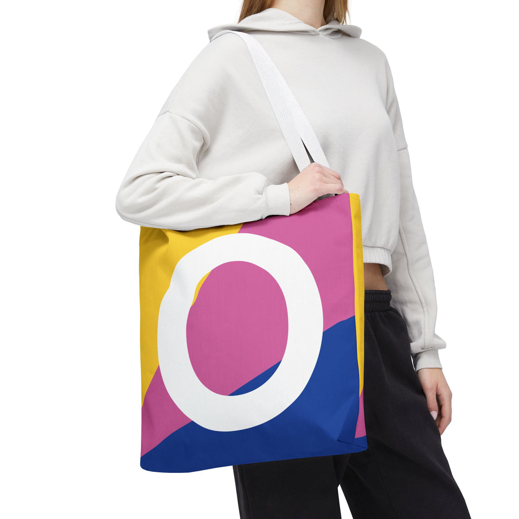 Monogram 'O' Colorblock Tote Bag — Personalized Initial O Shoulder Tote