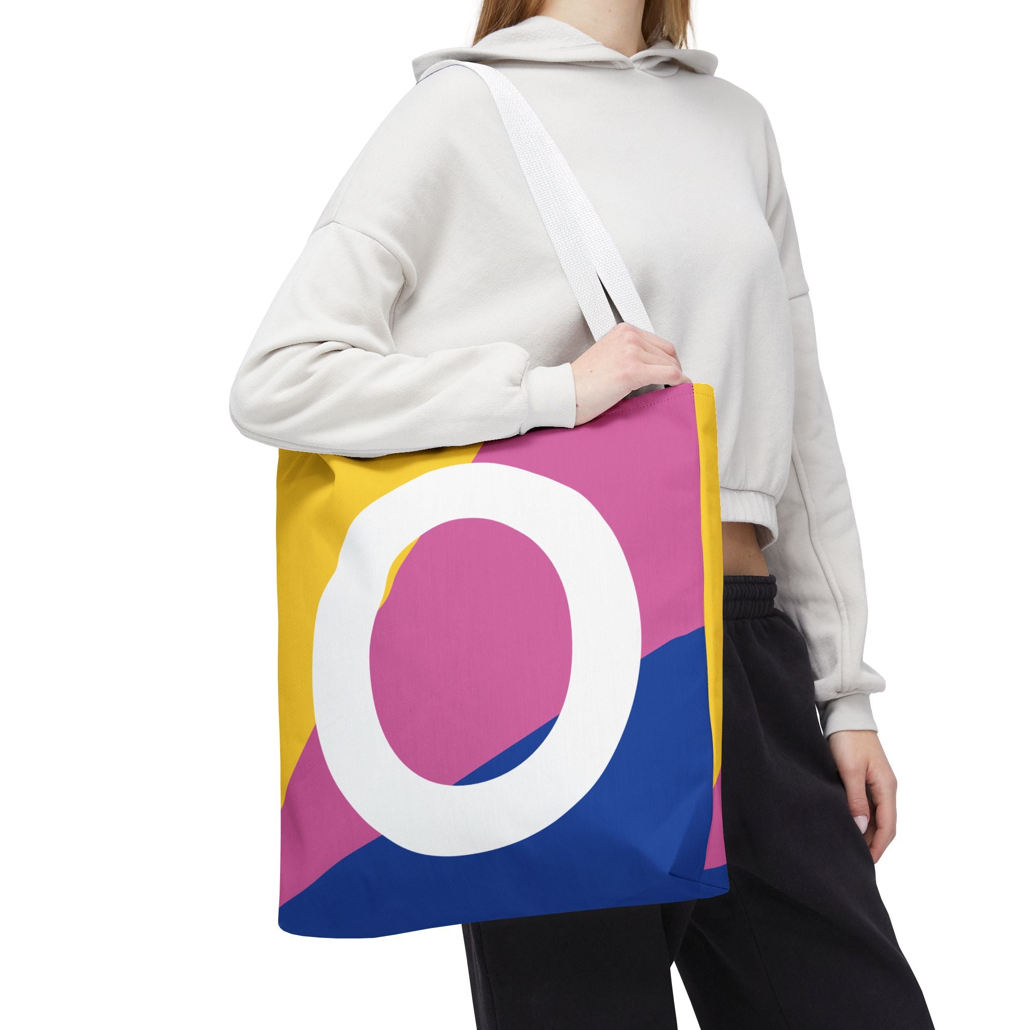 Monogram 'O' Colorblock Tote Bag — Personalized Initial O Shoulder Tote