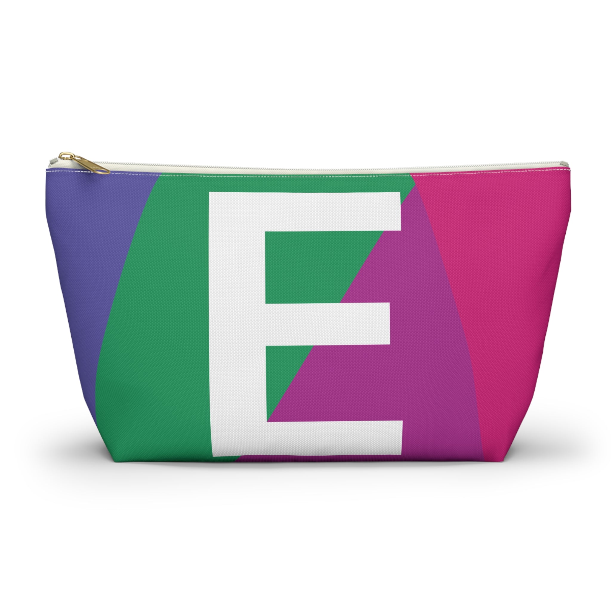Initials Colorblock Accessory Pouch — Monogram E T-Bottom Cosmetic Bag