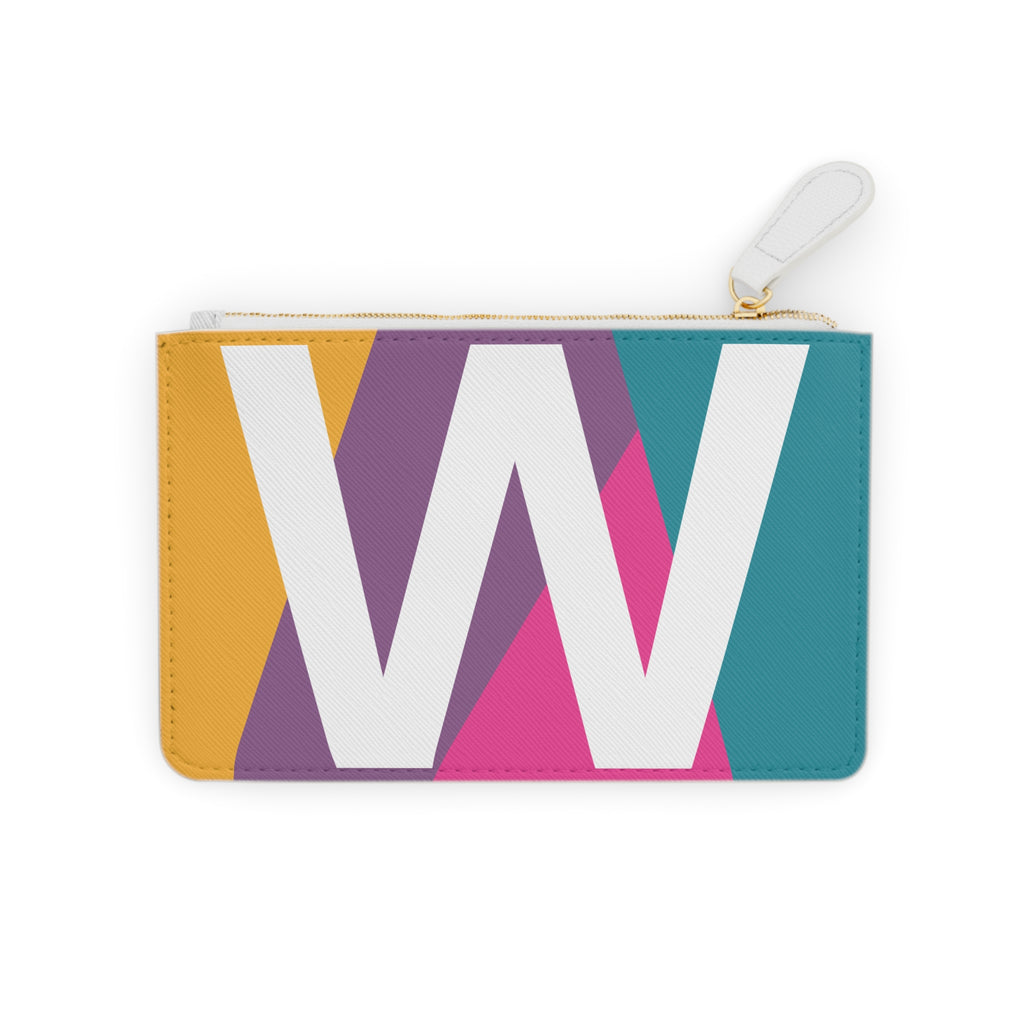 Initial W Mini Clutch — Colorblock Monogram Wristlet Wallet