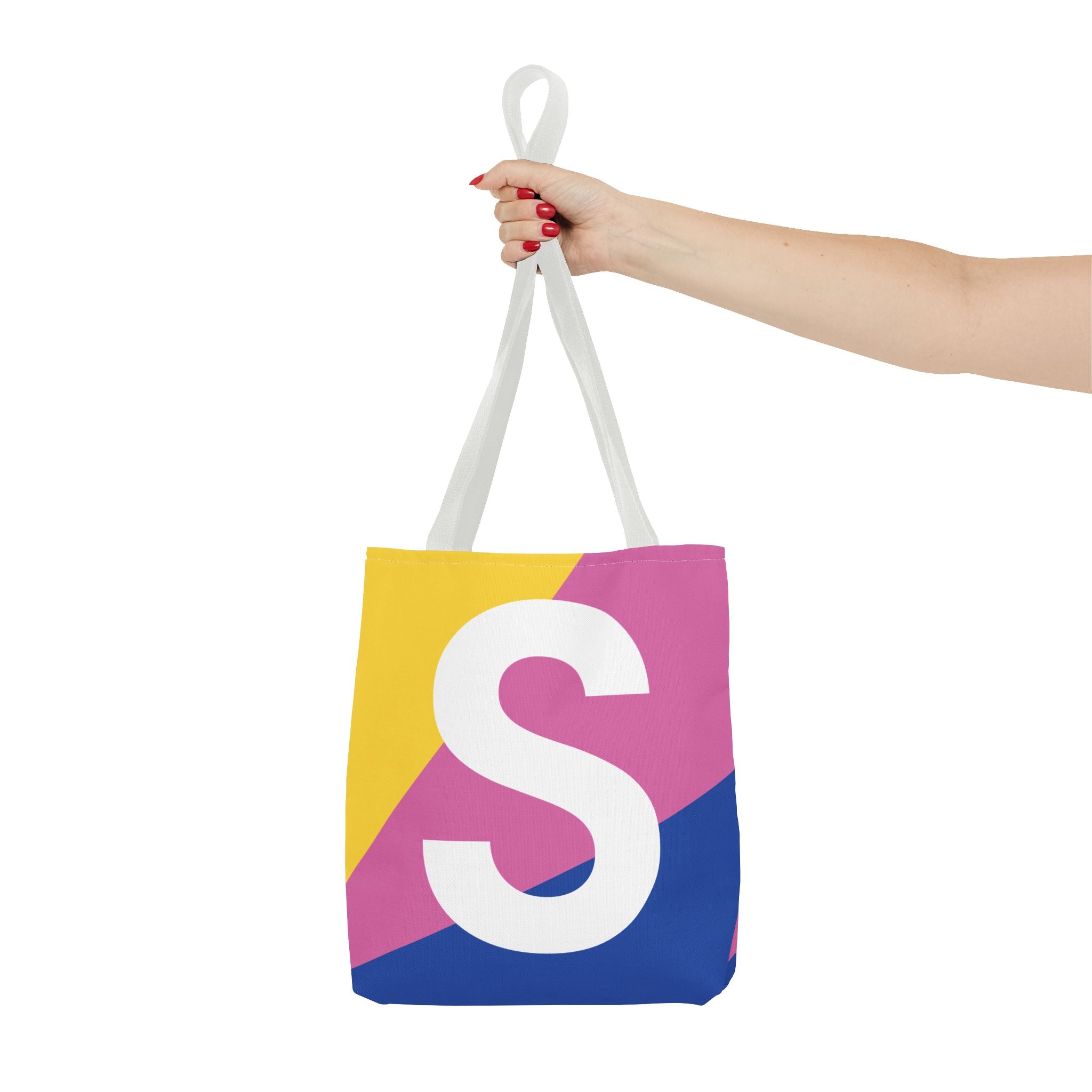 Monogram 'S' Colorblock Tote Bag — Personalized Initial S Shoulder Tote