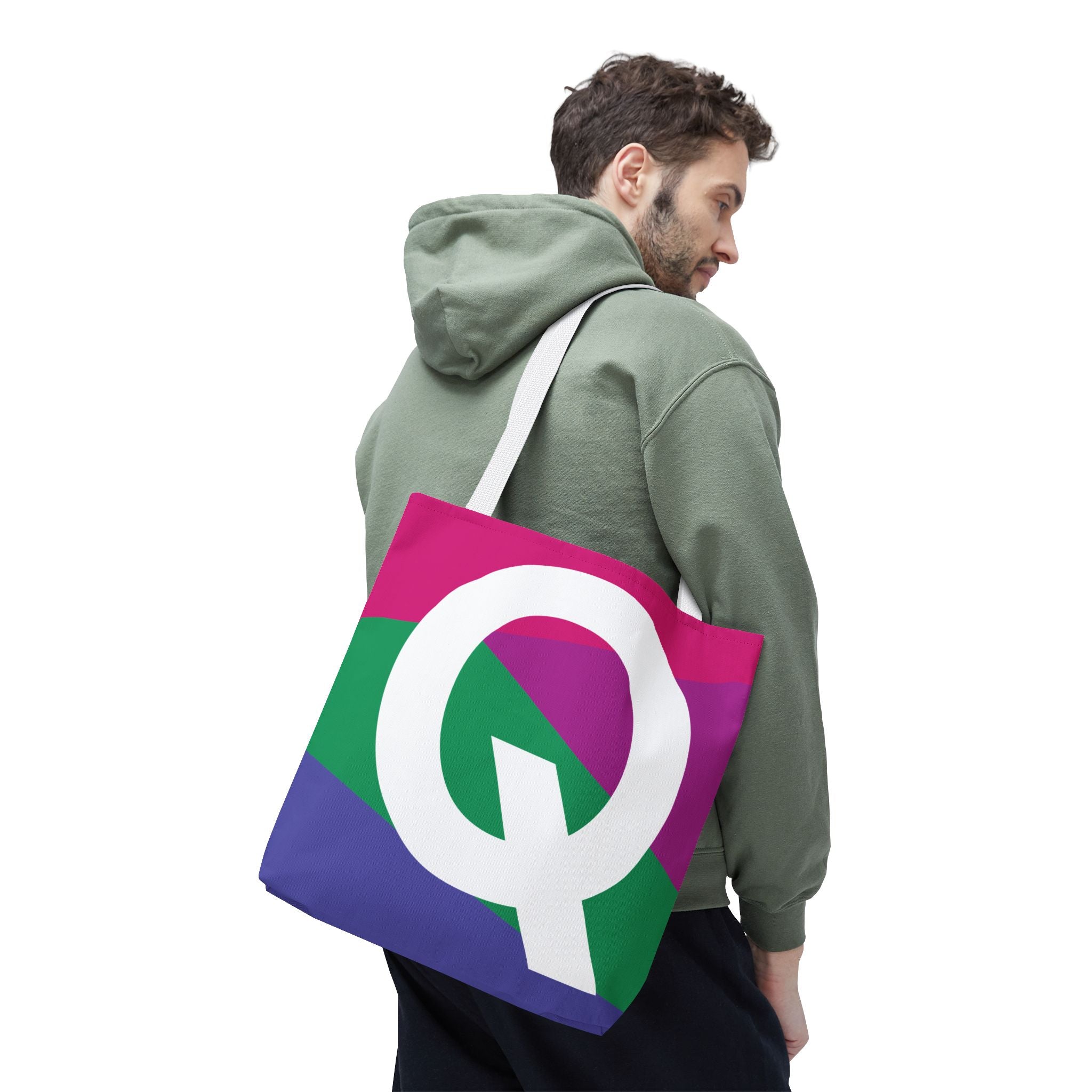 Monogram 'Q' Colorblock Tote Bag — Personalized Initial Q Shoulder Tote