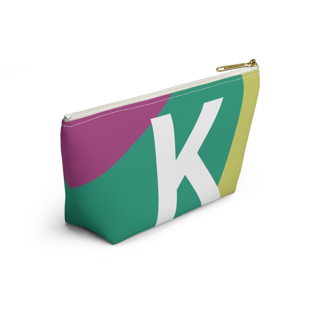 Initials Colorblock Accessory Pouch — Monogram K T-Bottom Cosmetic Bag