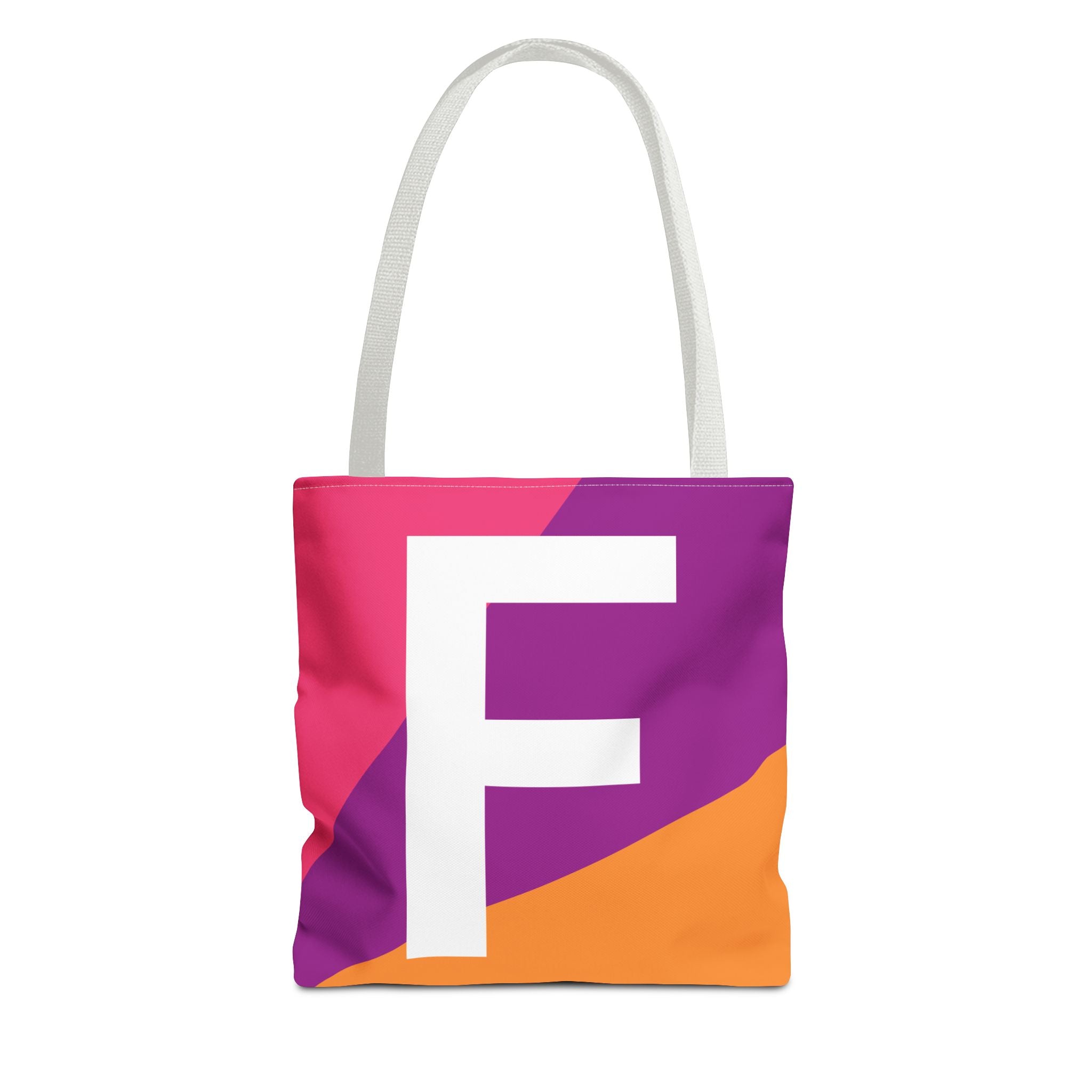 Monogram 'F' Colorblock Tote Bag — Personalized Initial F Shoulder Tote