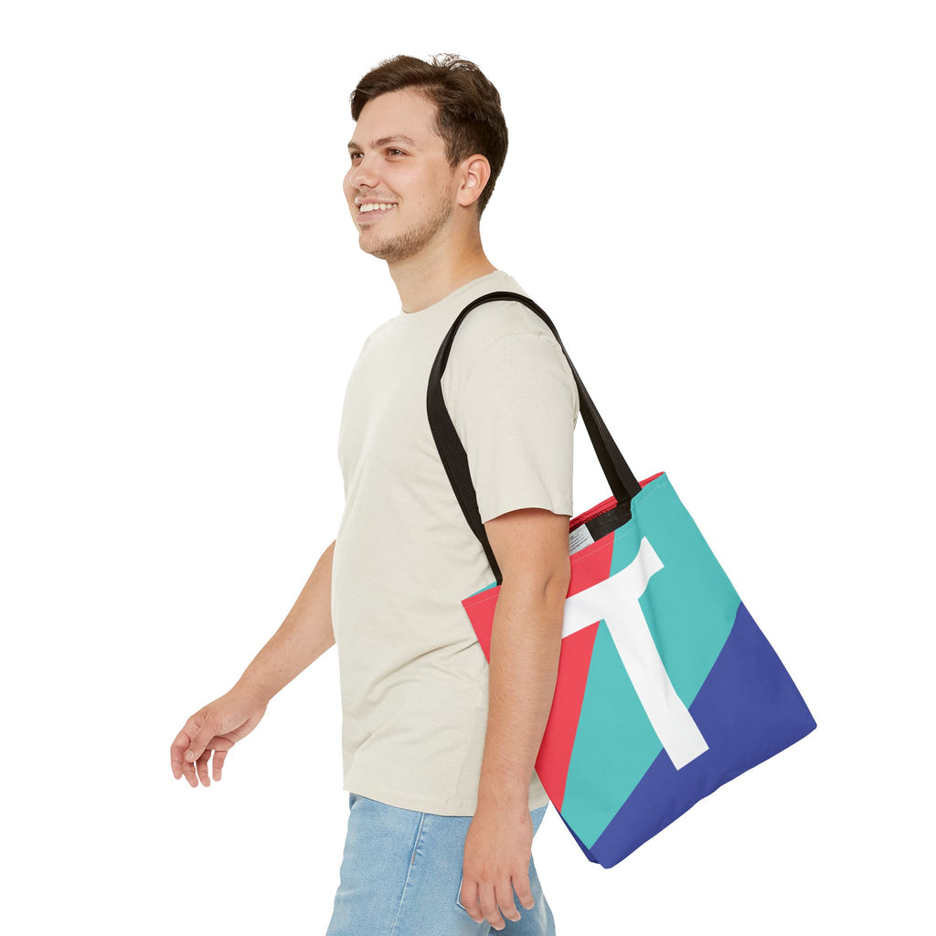 Monogram 'T' Colorblock Tote Bag — Personalized Initial T Shoulder Tote