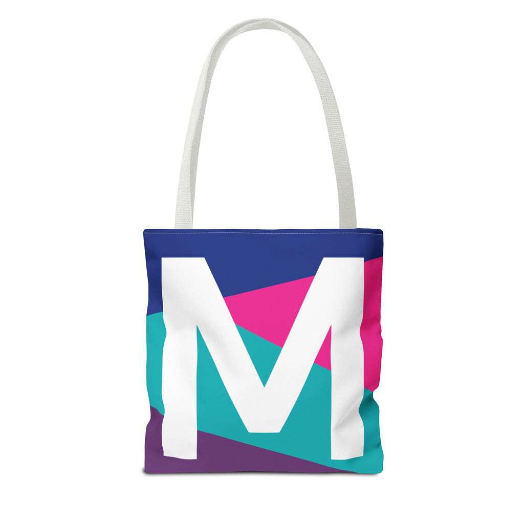 Monogram 'M' Colorblock Tote Bag — Personalized Initial L Shoulder Tote