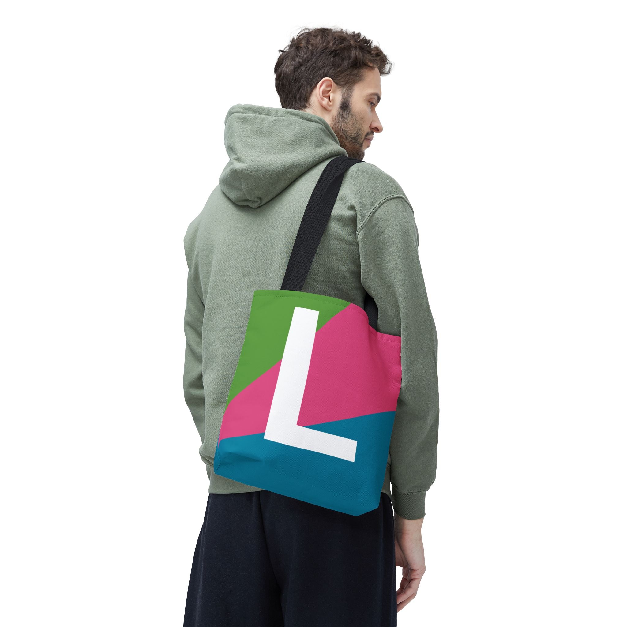 Monogram 'L' Colorblock Tote Bag — Personalized Initial L Shoulder Tote