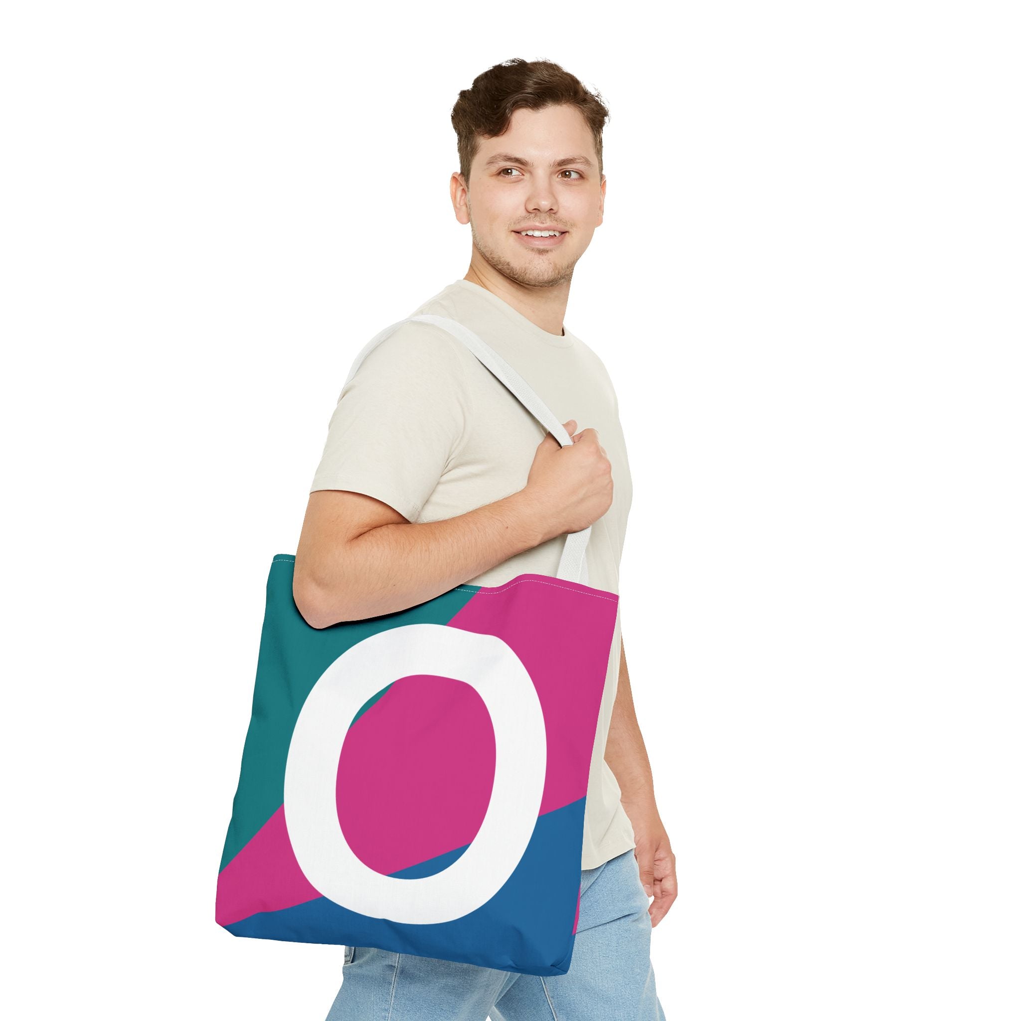Monogram 'O' Colorblock Tote Bag — Personalized Initial O Shoulder Tote