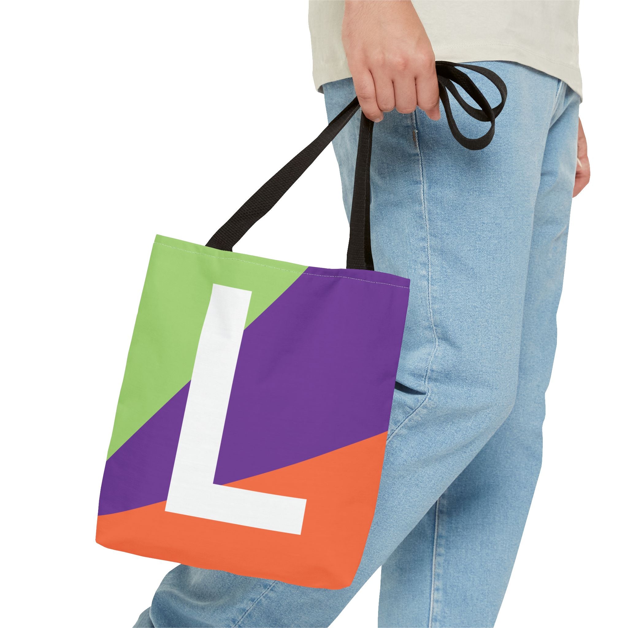 Monogram 'L' Colorblock Tote Bag — Personalized Initial L Shoulder Tote