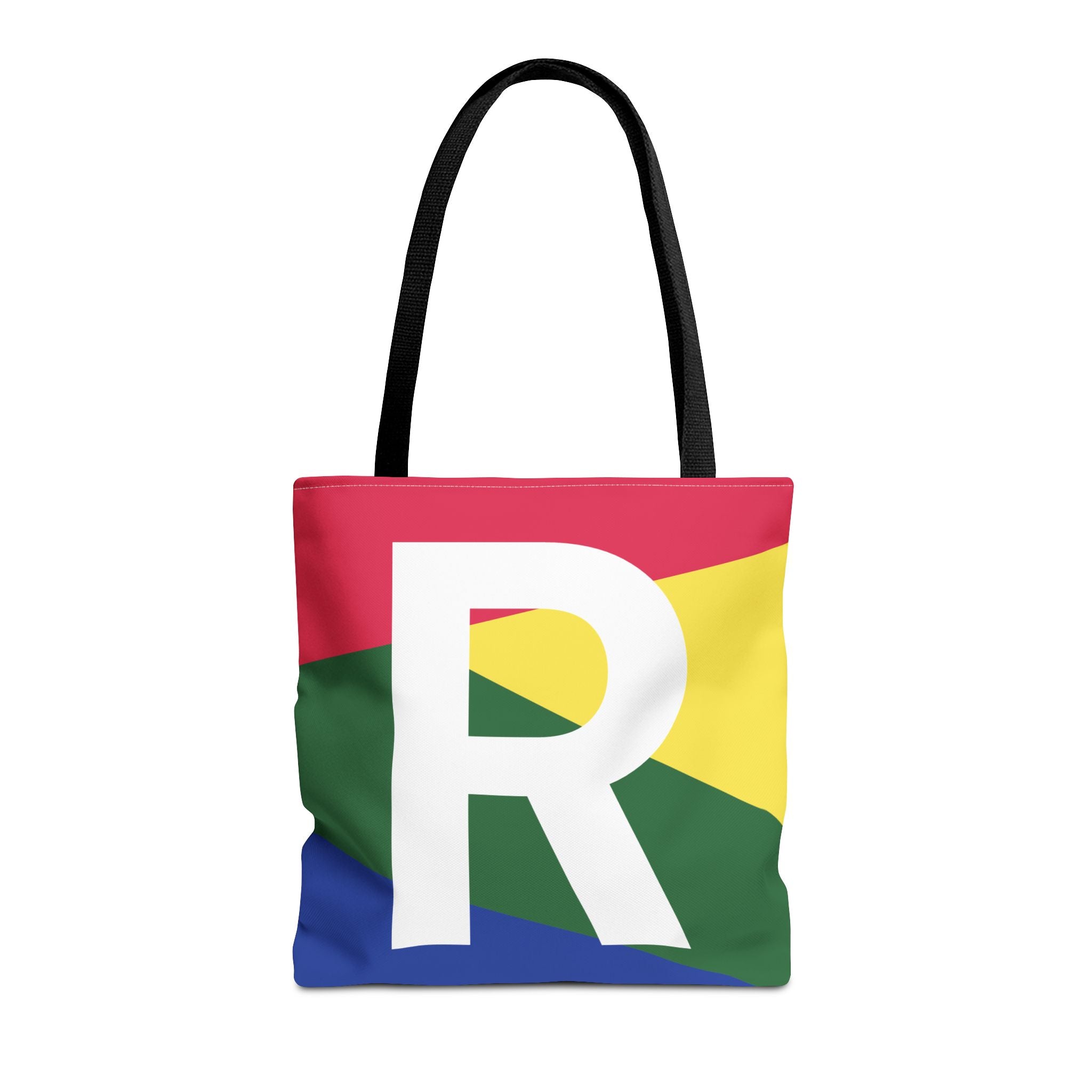 Monogram 'R' Colorblock Tote Bag — Personalized Initial R Shoulder Tote