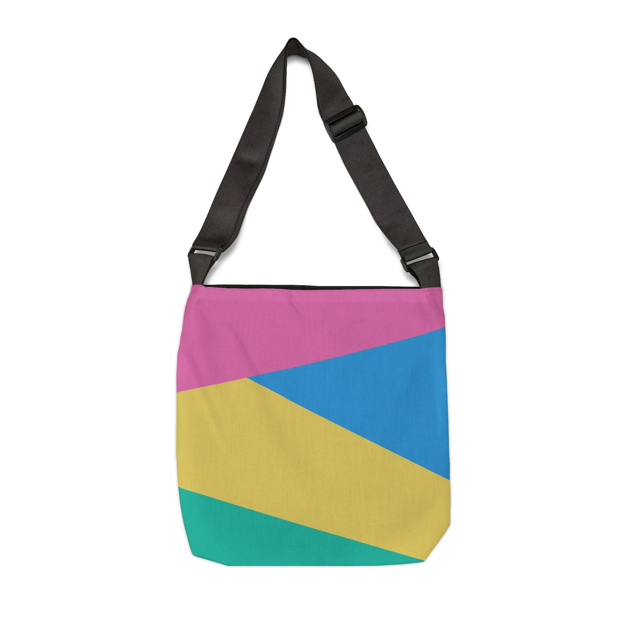 Colorblock Geometric Tote Bag — Adjustable Strap, Bright Abstract Pattern