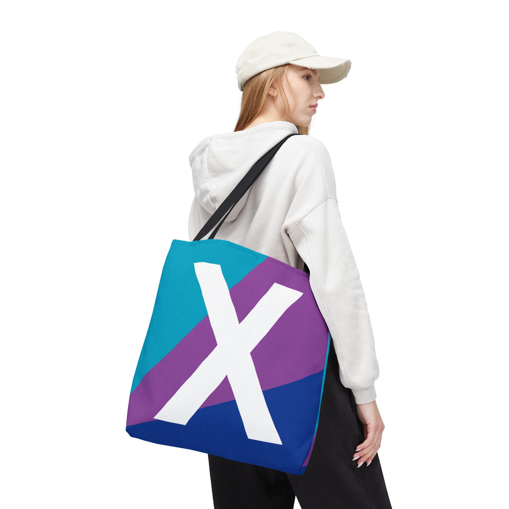 Monogram 'X' Colorblock Tote Bag — Personalized Initial X Shoulder Tote