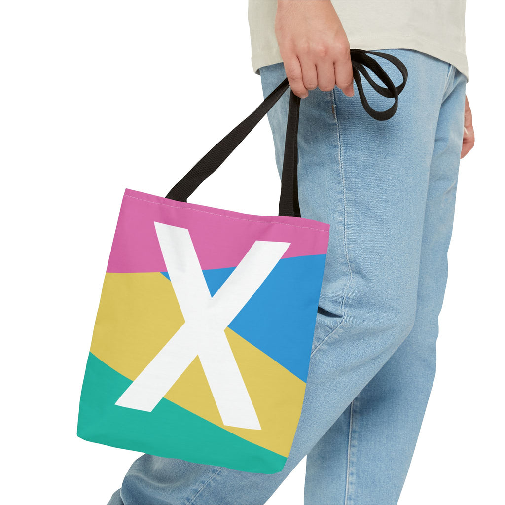 Monogram 'X' Colorblock Tote Bag — Personalized Initial X Shoulder Tote