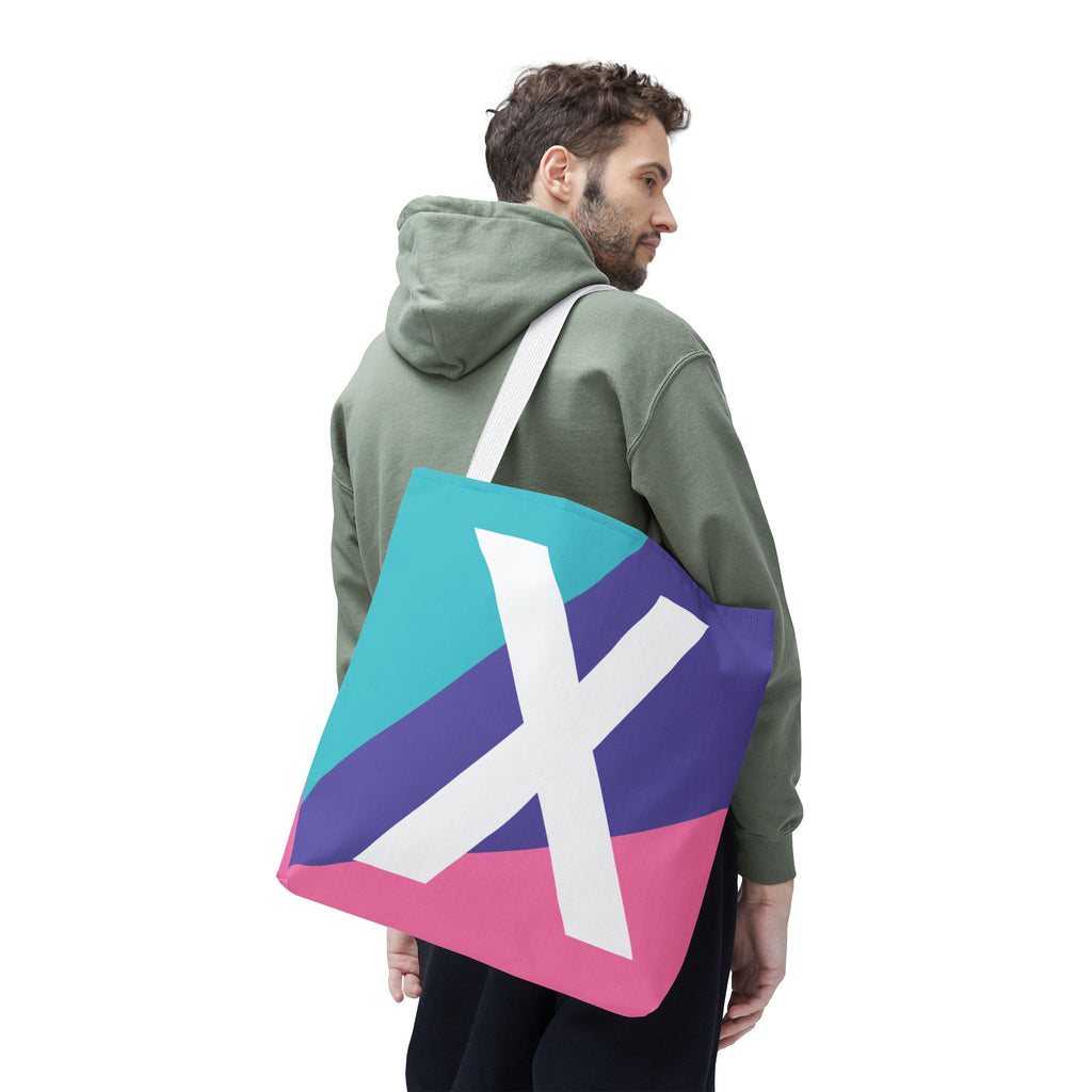 Monogram 'X' Colorblock Tote Bag — Personalized Initial X Shoulder Tote