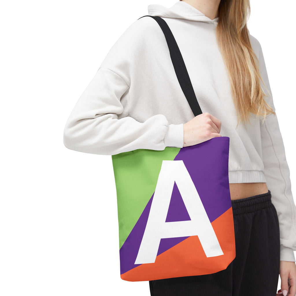 Monogram 'A' Colorblock Tote Bag — Personalized Initial A Shoulder Tote
