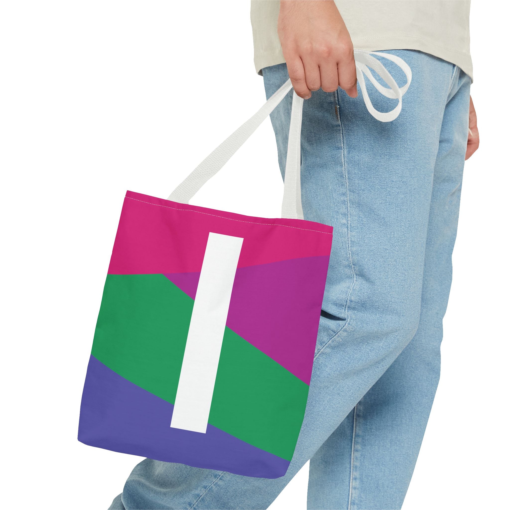 Monogram 'I' Colorblock Tote Bag — Personalized Initial I Shoulder Tote