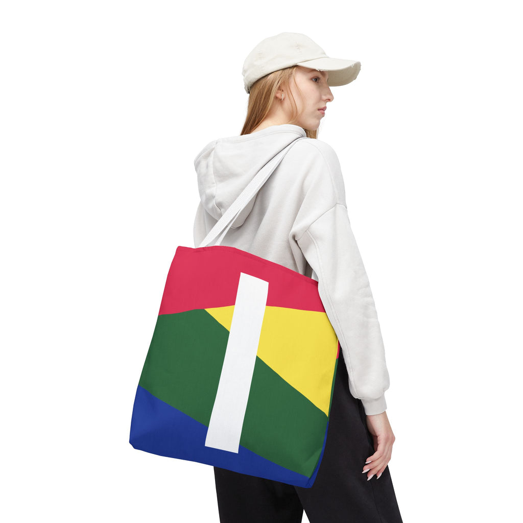 Monogram 'I' Colorblock Tote Bag — Personalized Initial I Shoulder Tote