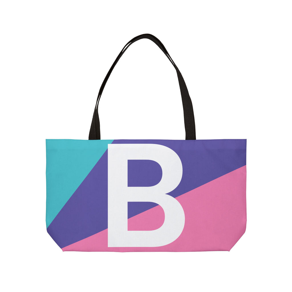 Personalized 'B' Colorblock Tote Bag — Monogram Weekender Tote