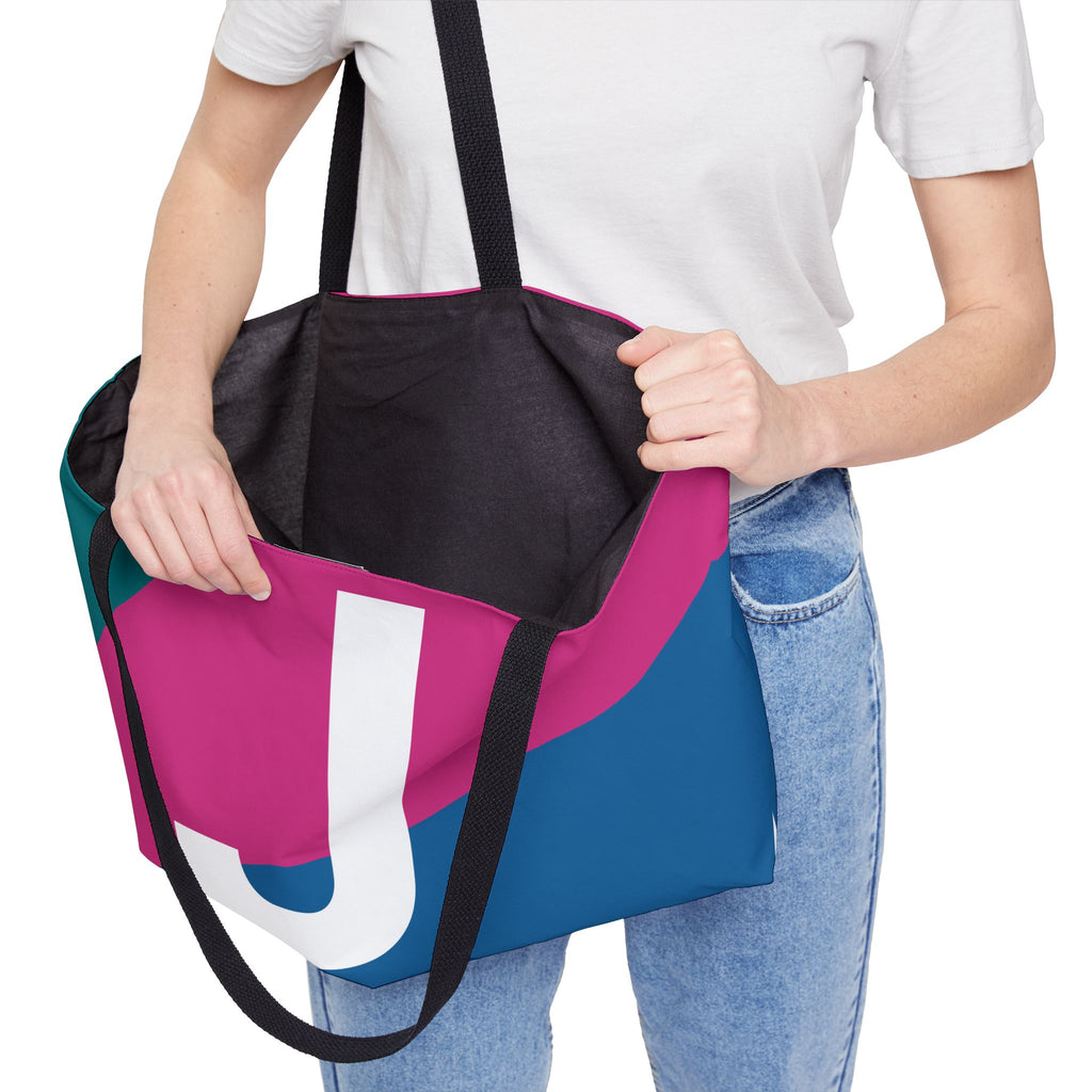 Personalized 'J' Colorblock Tote Bag — Monogram Weekender Tote