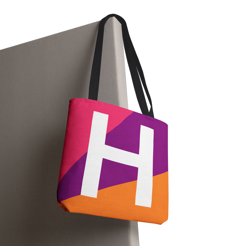 Monogram 'H' Colorblock Tote Bag — Personalized Initial H Shoulder Tote
