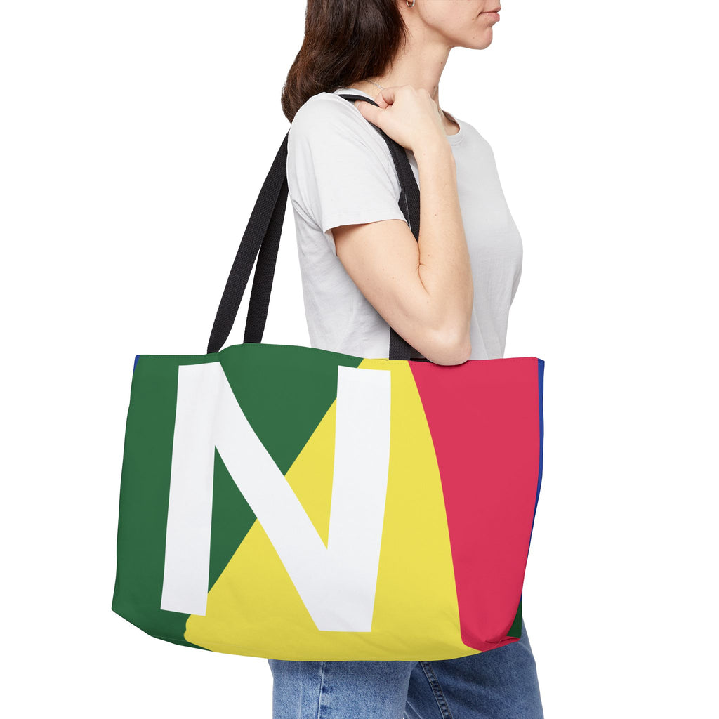 Personalized 'N' Colorblock Tote Bag — Monogram Weekender Tote