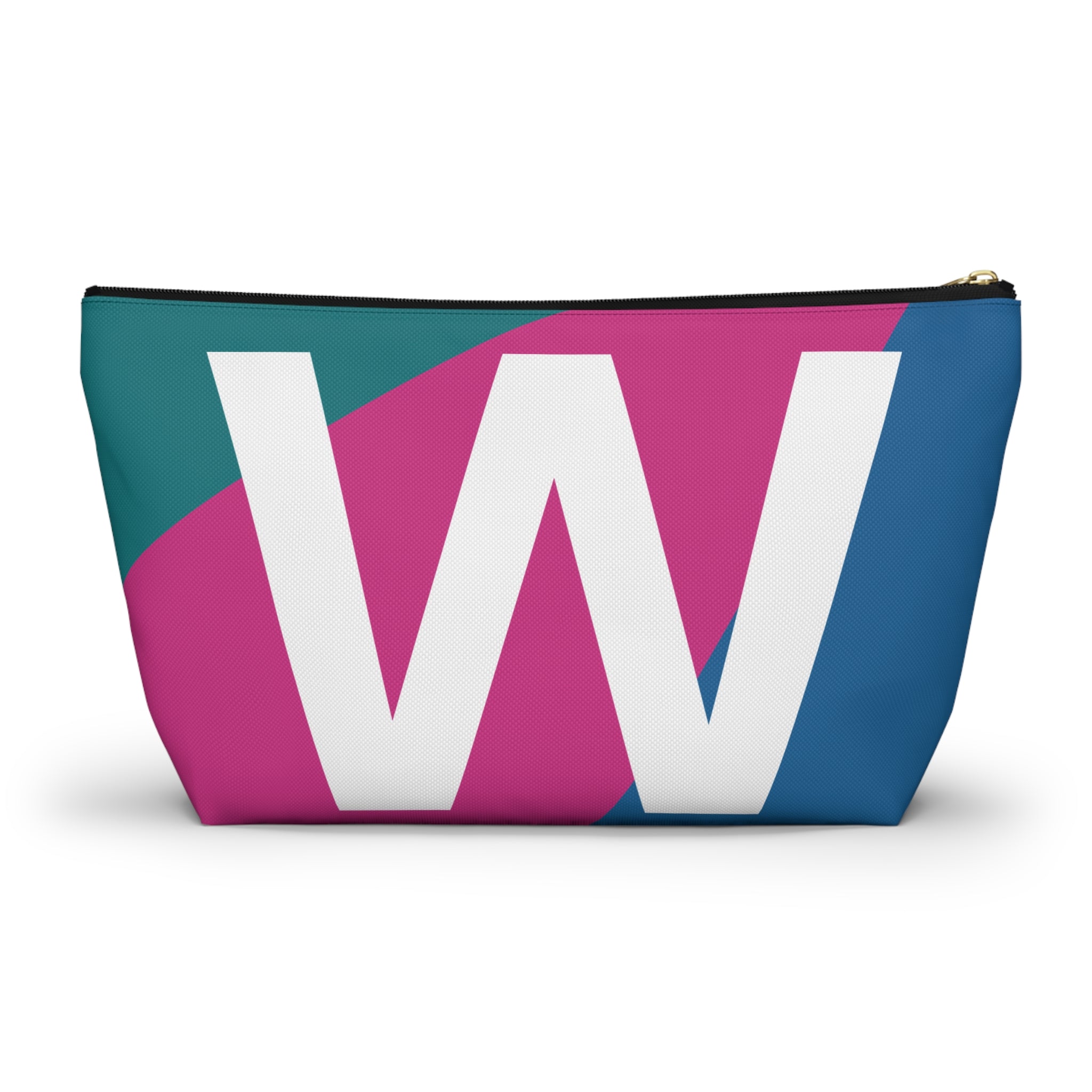 Initials Colorblock Accessory Pouch — Monogram W T-Bottom Cosmetic Bag