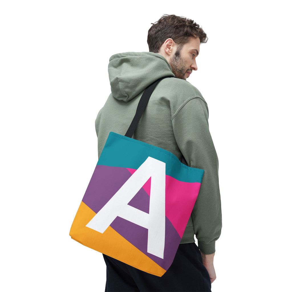 Monogram 'A' Colorblock Tote Bag — Personalized Initial A Shoulder Tote