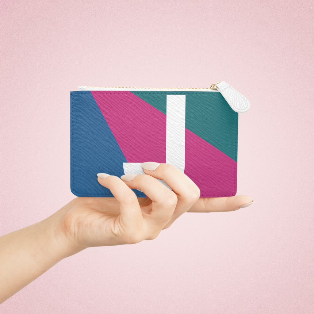 Initial J Mini Clutch — Colorblock Monogram Wristlet Wallet