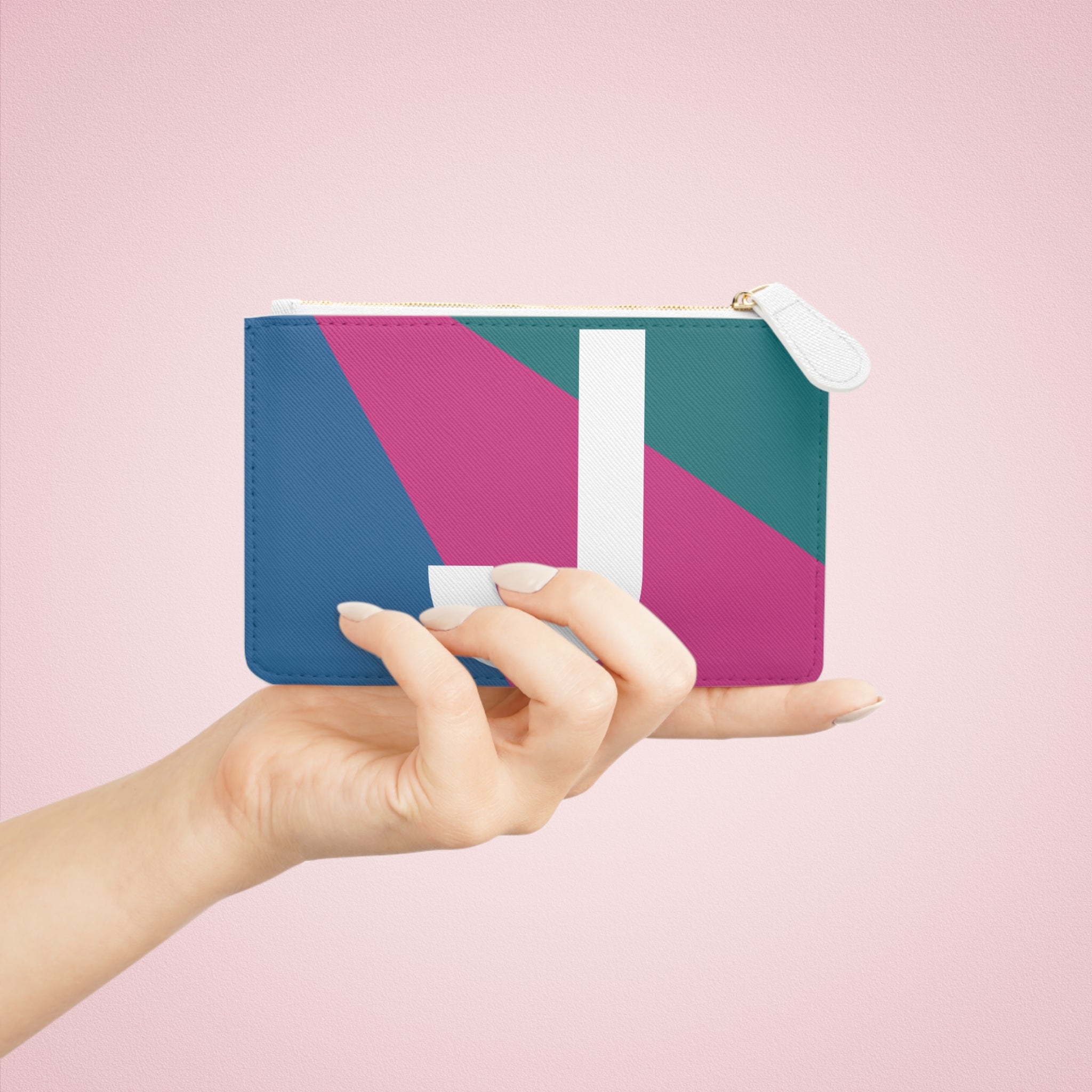 Initial J Mini Clutch — Colorblock Monogram Wristlet Wallet