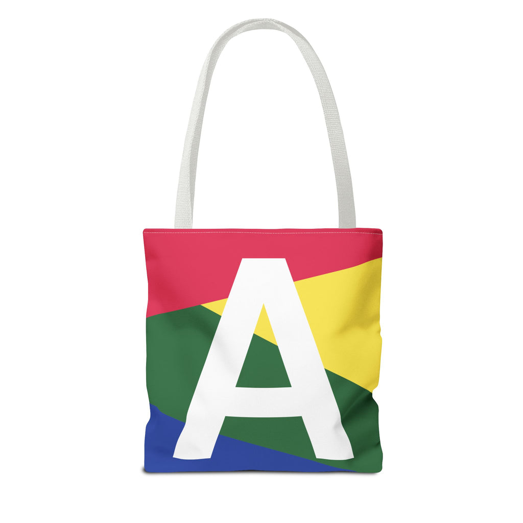 Monogram 'A' Colorblock Tote Bag — Personalized Initial A Shoulder Tote