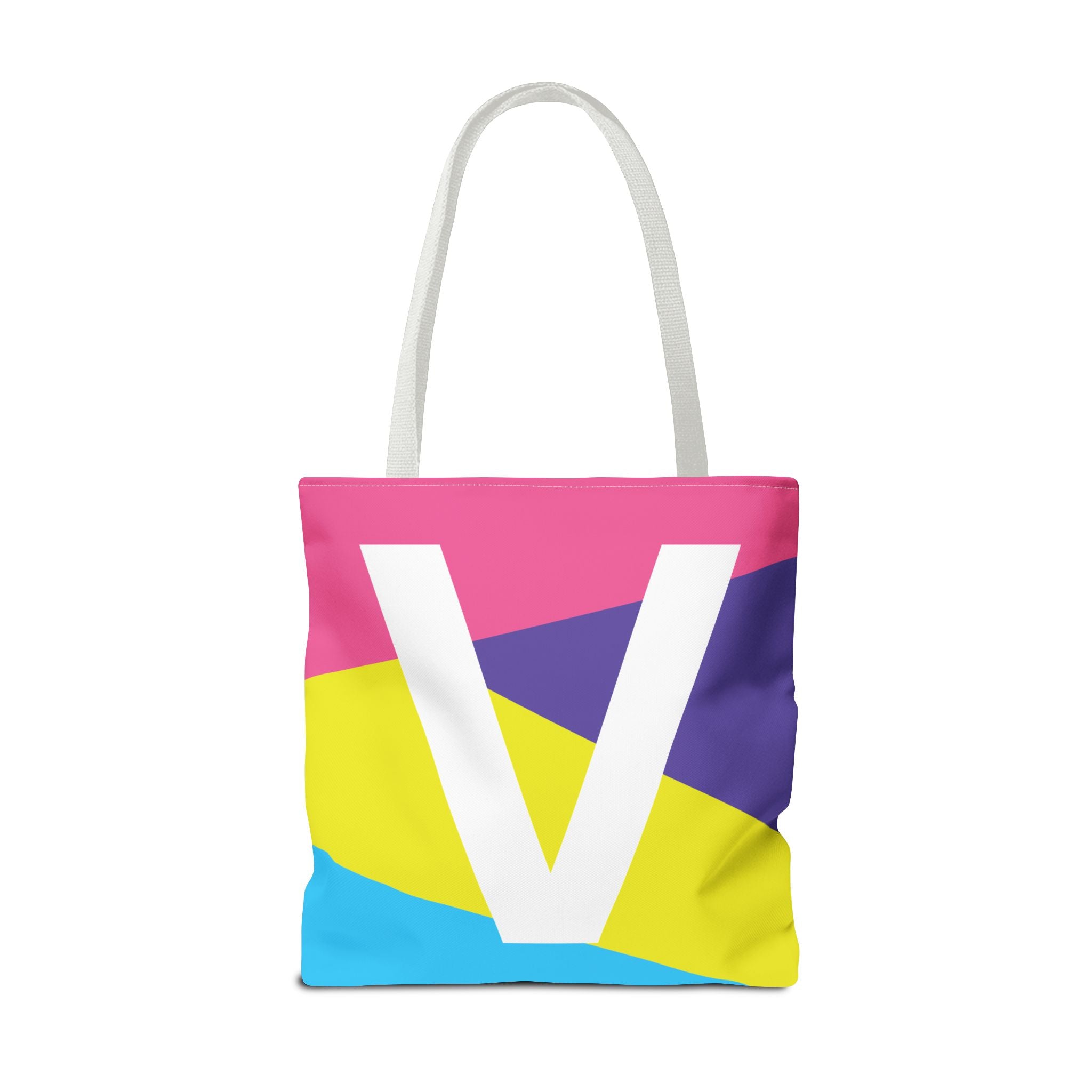 Monogram 'V' Colorblock Tote Bag — Personalized Initial V Shoulder Tote