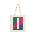 Initial I Colorblock Canvas Tote Bag — Monogram Letter I Reusable Grocery Tote