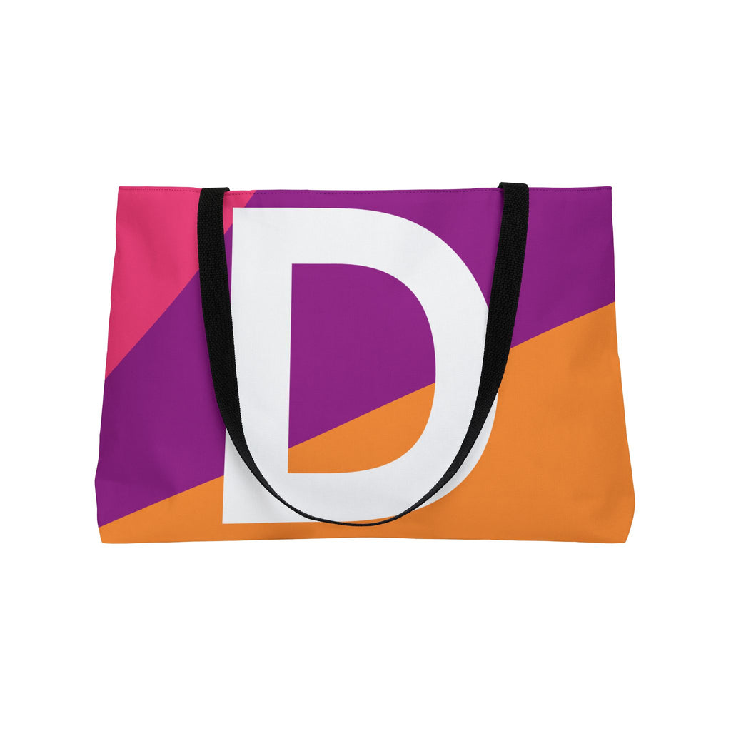 Personalized 'D' Colorblock Tote Bag — Monogram Weekender Tote