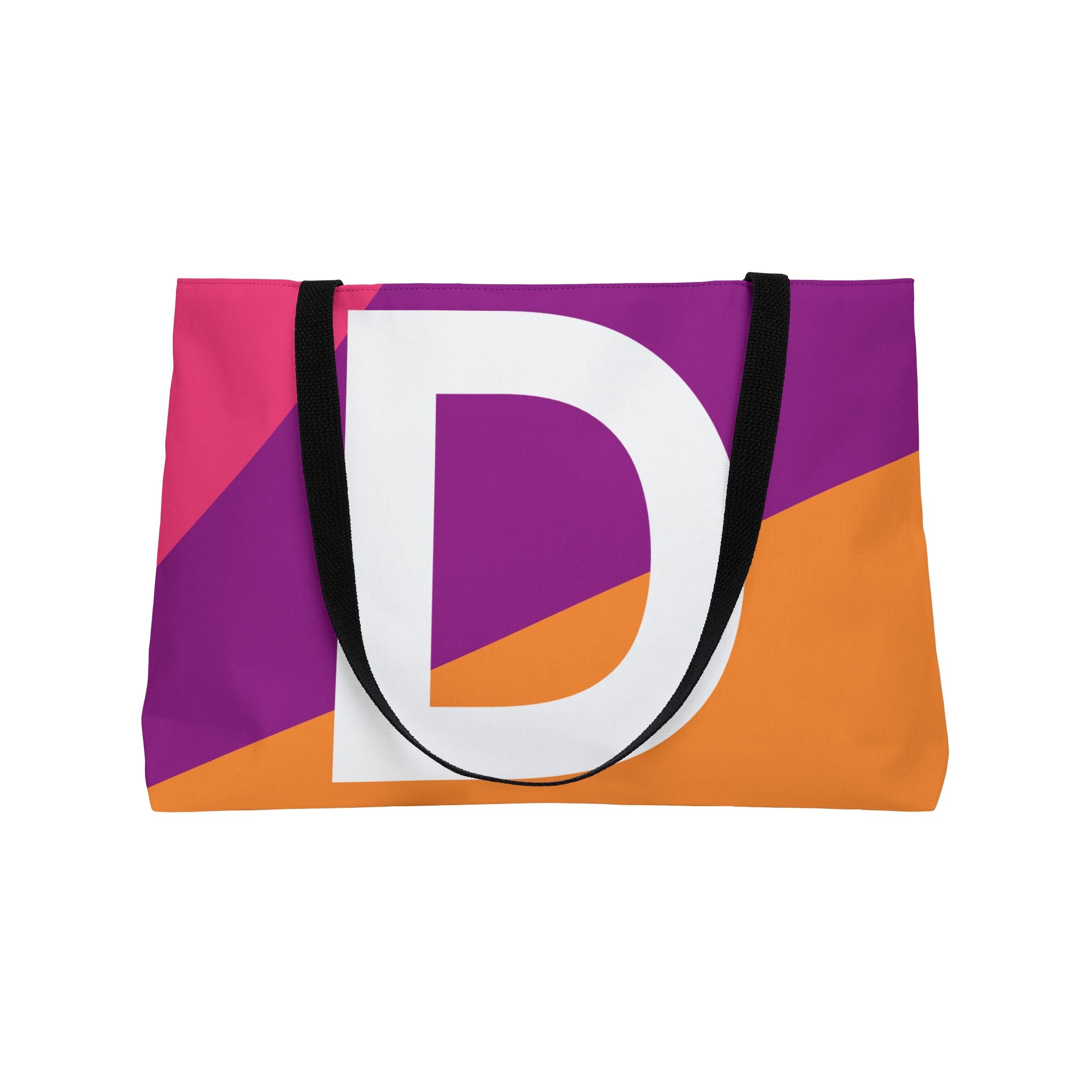 Personalized 'D' Colorblock Tote Bag — Monogram Weekender Tote